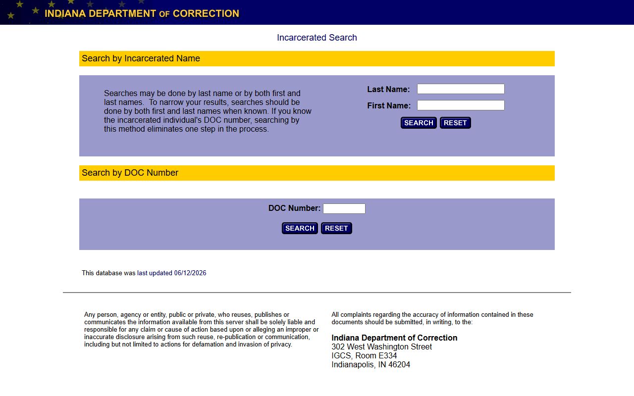 IDOC offender locator for Miami Correctional Facility inmate search