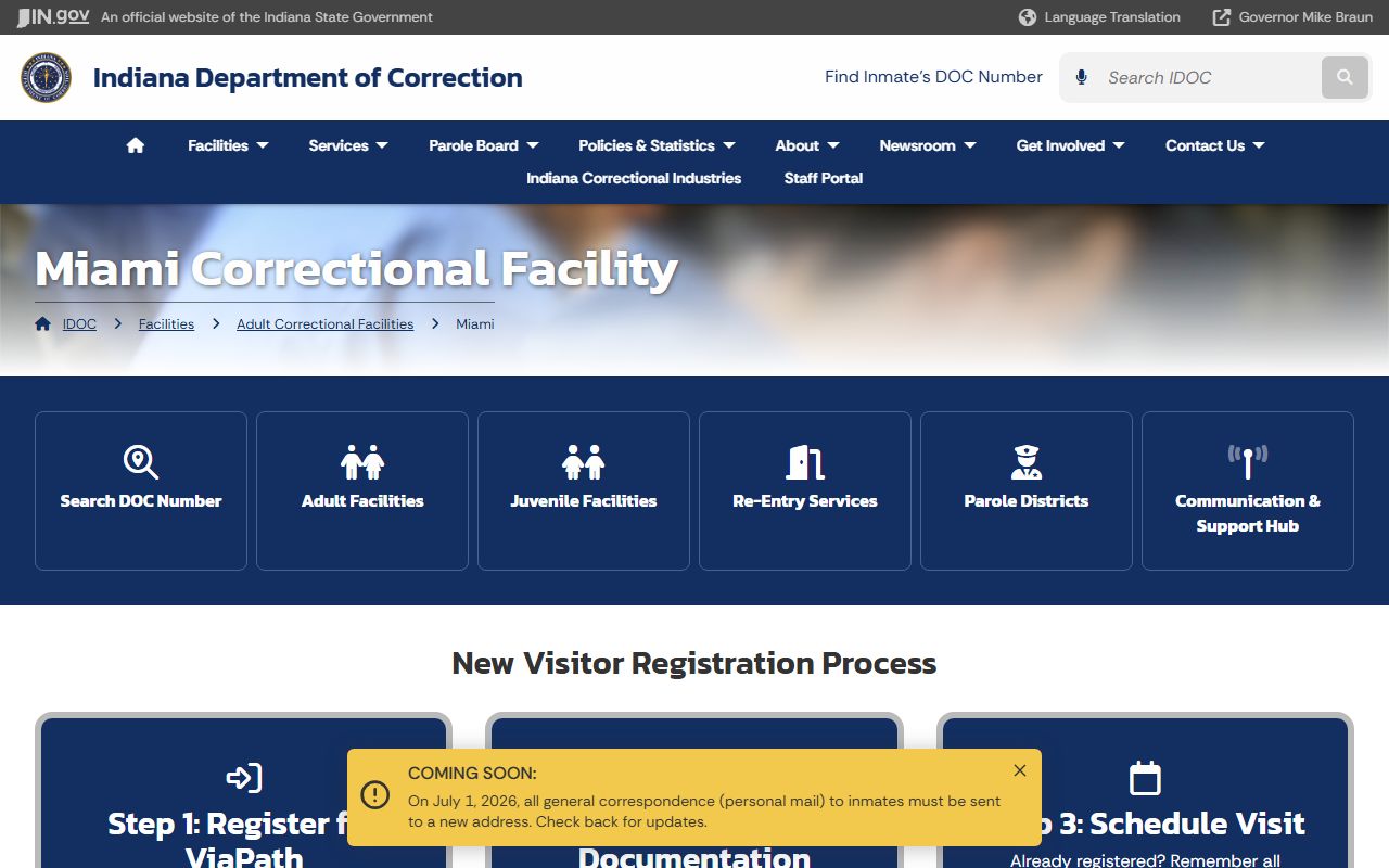 Miami Correctional Facility IDOC inmate lookup and prison information