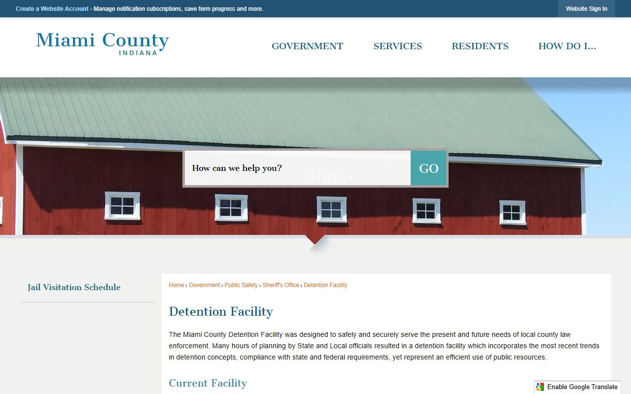 Miami County Detention Facility county jail information and inmate capacity