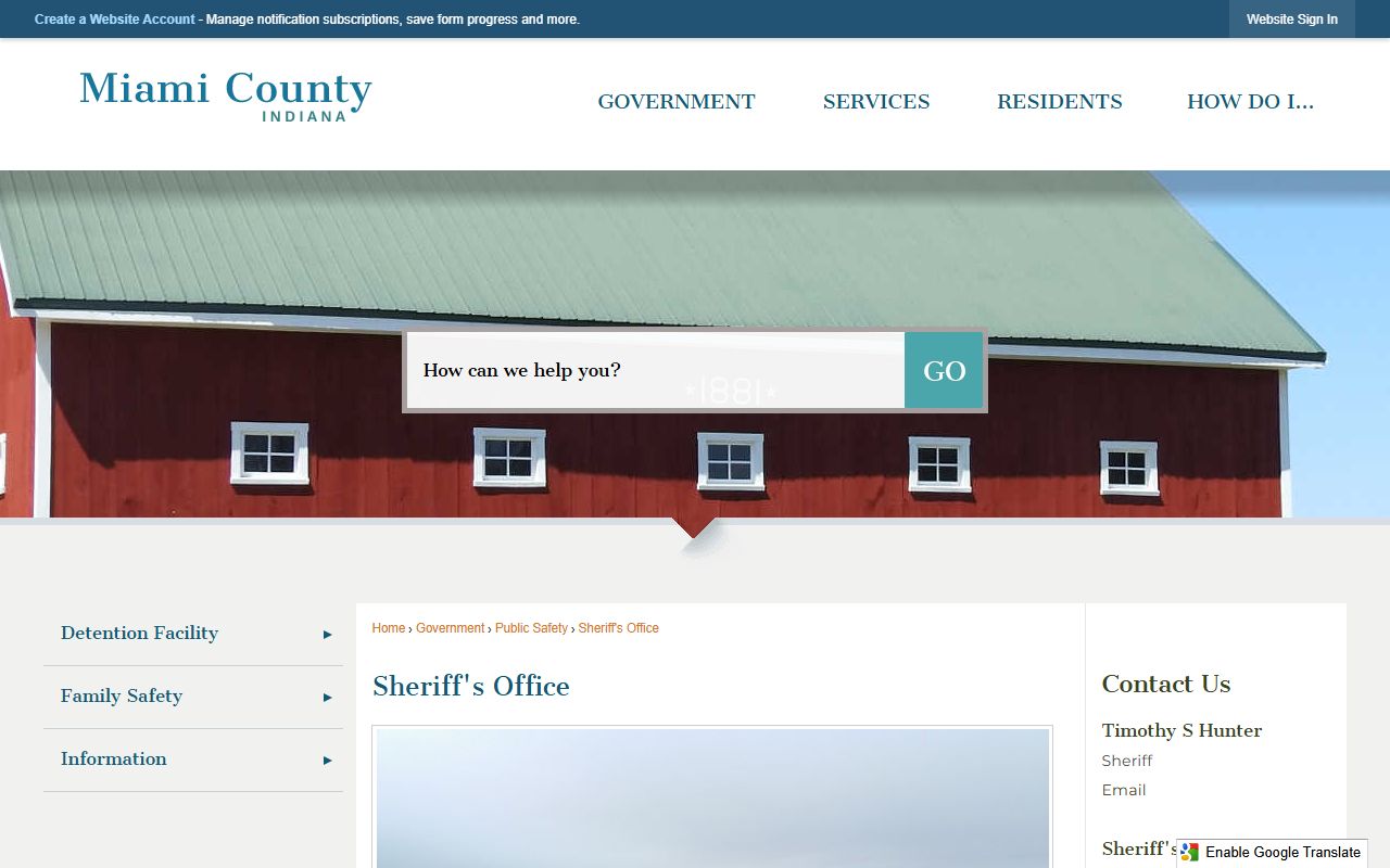 Miami County Sheriff's Office jail contact information for inmate records